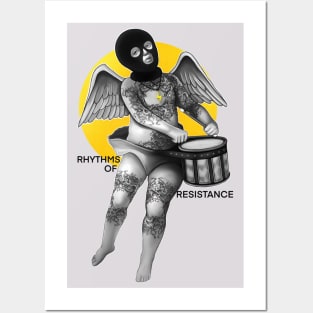 Riot angel with drums rhythms of resistance Posters and Art
